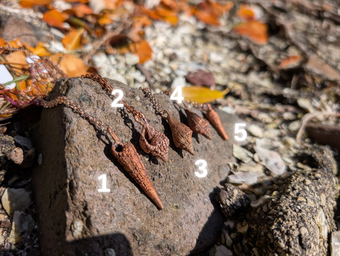 Copper plated shell necklaces with chain