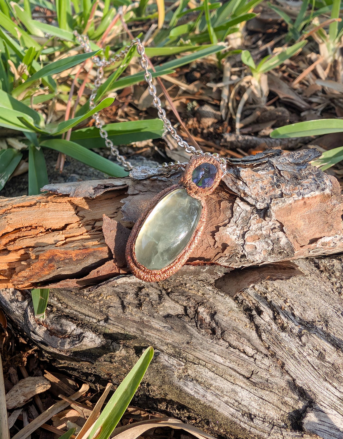 Mystic Topaz + Prehnite Pendant Necklace