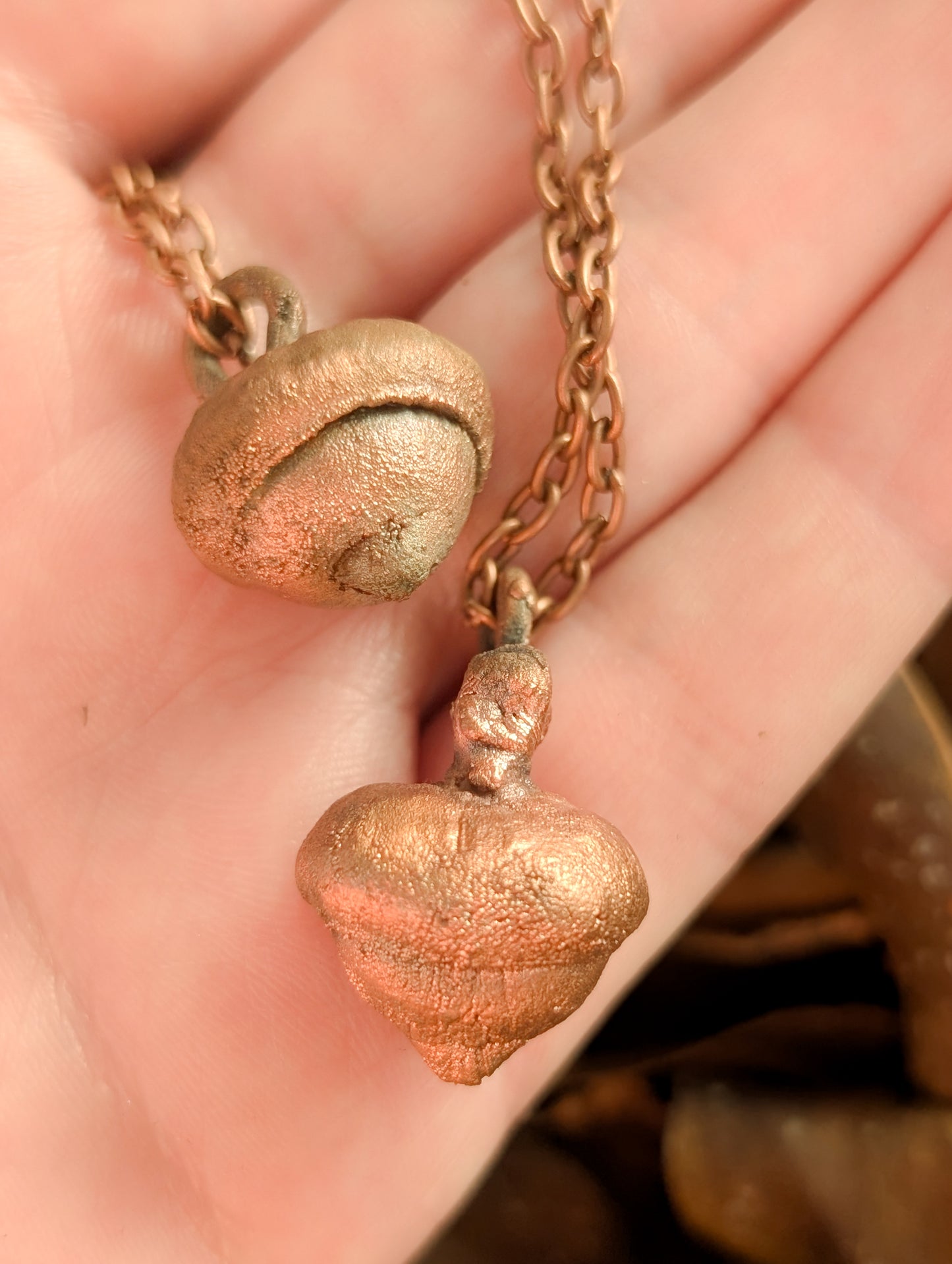 (One) Copper Acorn Pendant Necklace