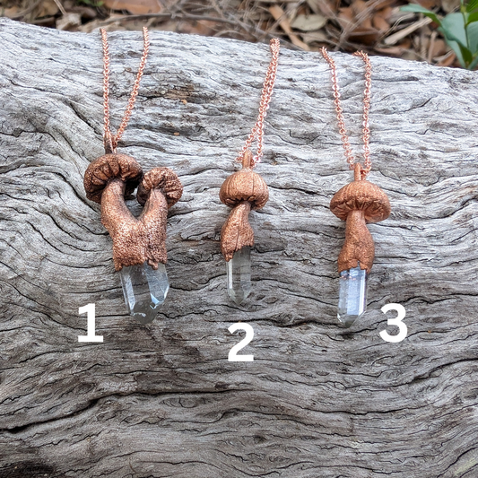 Mini Mushroom Quartz Pendant Necklace (multiple one of a kind options)