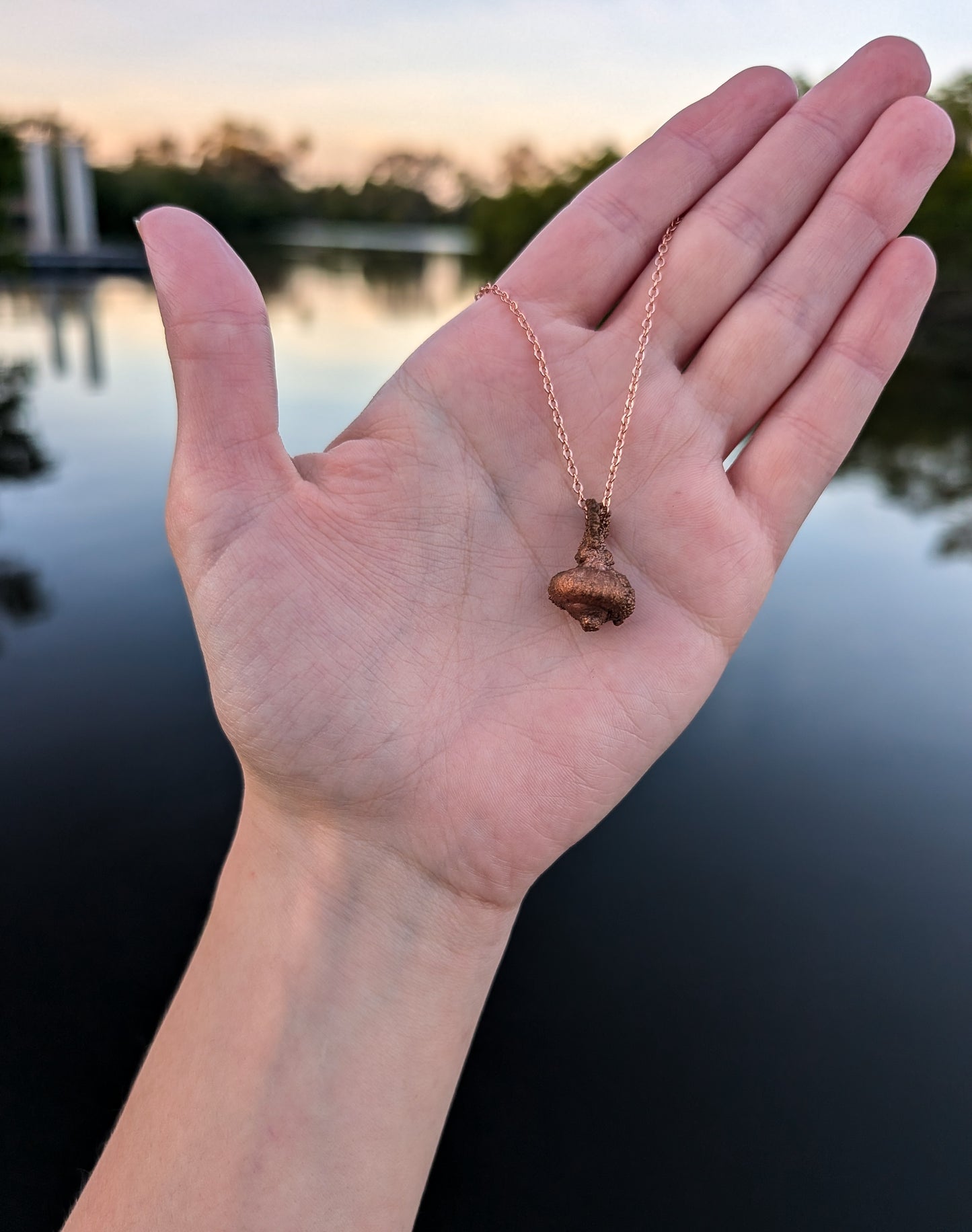 Super Chunky Copper Plated Acorn Pendant Necklace