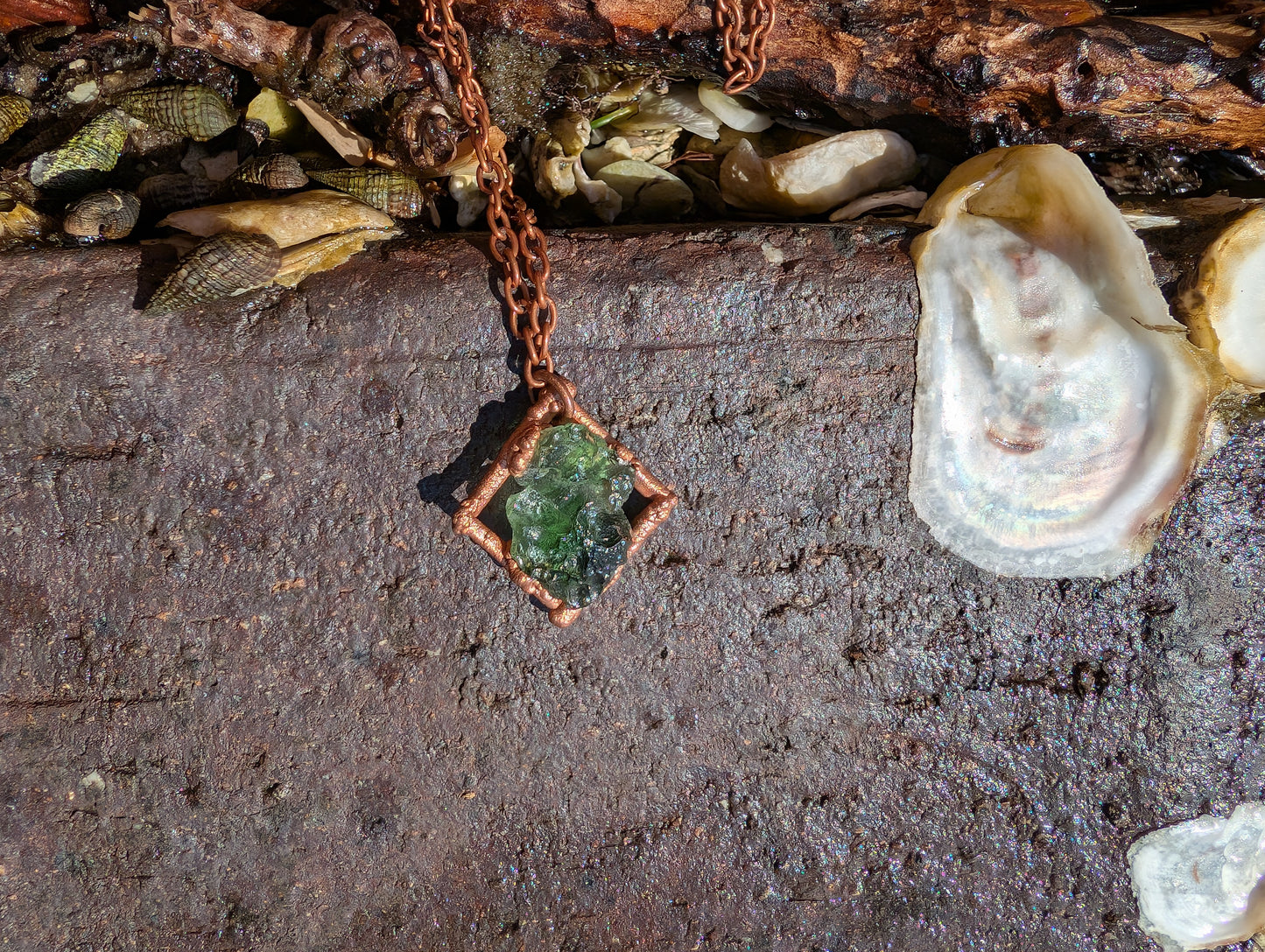 Moldavite Diamond-Shaped Necklace