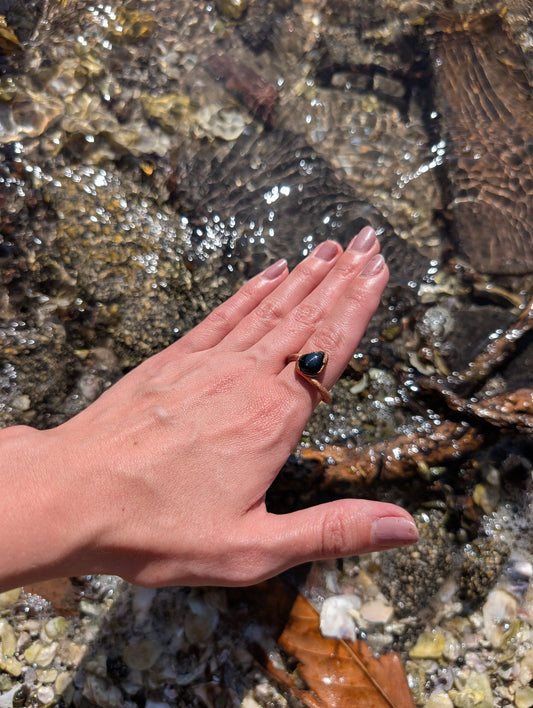 Onyx Copper Ring Size 7.5
