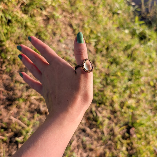 Lemon Quartz Twisted Copper Ring