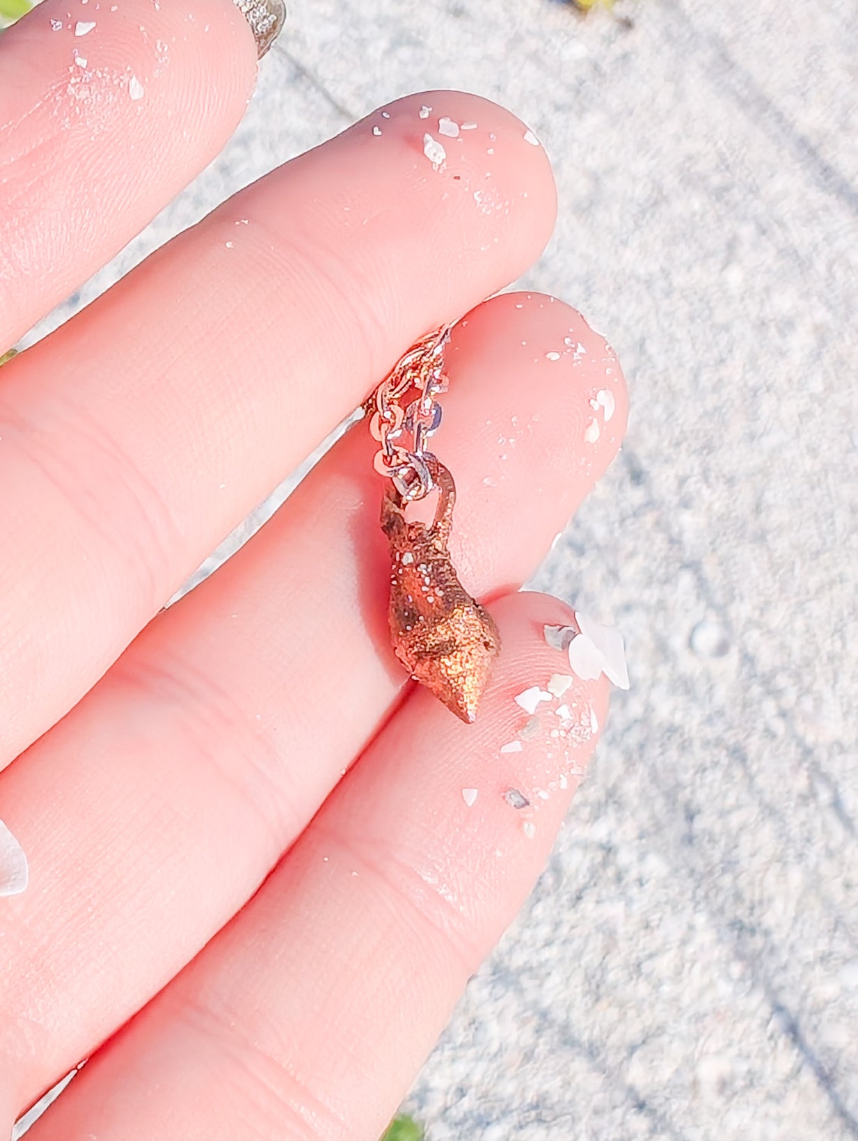 Tiny Tiny Copper Sea Shell Beach Pendant Necklace