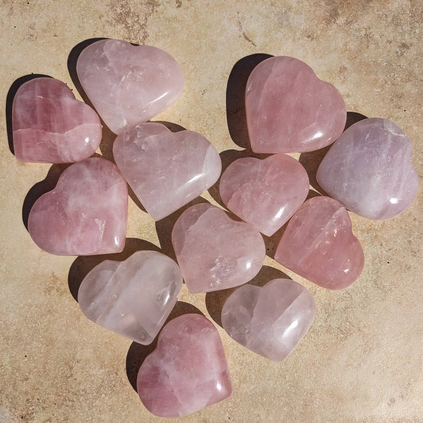 ONE Large Rose Quartz Heart Shaped Palm Stone